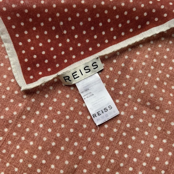Reiss London 100% Wool Square Polka Dot Brown White Handkerchief Scarf Italy - Picture 4 of 4